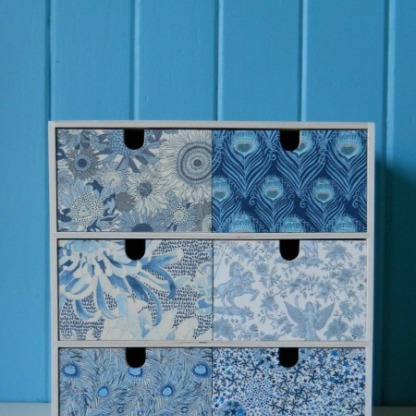 Librty fabric covered drawers by A Cuppa and a Catch Up